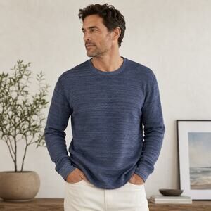 Vince SZ XL Heather Thermal Long Sleeve Crew Neck Shirt Coastal Blue $175